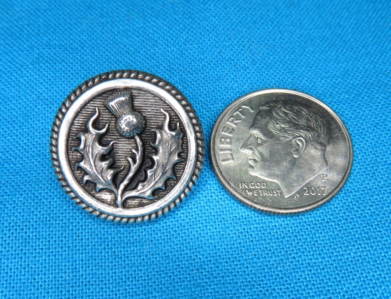 Scottish Thistle Button 11/16 Inch, Handmade Silver Pewter Metal