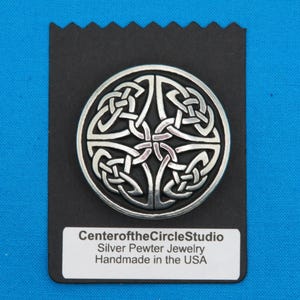 Celtic Knot Button 1 1/2&quot;, Handmade Cast Silver Pewter Metal Celtic Knot Shank Back Replacement sew on Clothing or Costuming Button