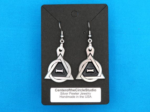 Therian Pride Earrings: Handmade Solid Cast Silver Pewter Theta
