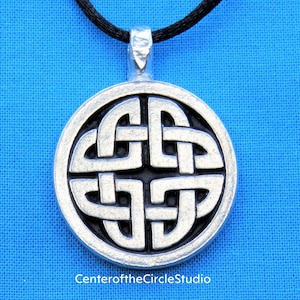 Celtic Lovers Knot Quaternary Celtic Necklace, Handmade Cast Silver Pewter Celtic Lovers Quad Triquetra Necklace