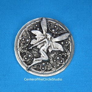 Fairy Button, 1 3/8&quot;, Fairycore Fae Fey Absinthe Green Fairy Handmade Sew On Sewable Shank Back Costume Clothing Coat Blazer Button