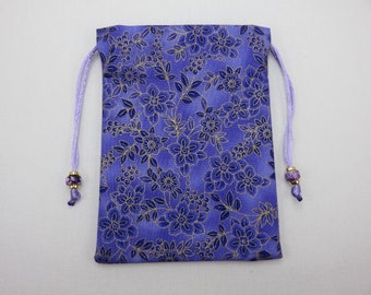 Purple Floral Mini Tarot bag, Silk Lined