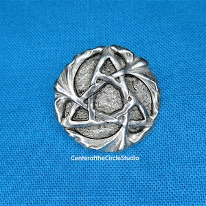 Celtic Trinity Knot Button: (13/16 inch) Handmade Cast Silver Pewter Metal Trefoil Sew On Shank Replacement Clothing