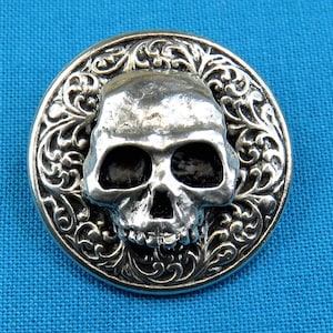 Gothic Skull Button, 1  1/32", Metal