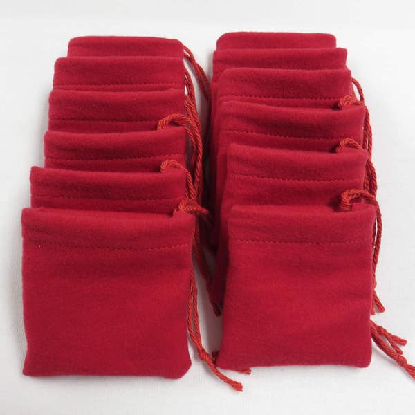 Solid 3 x 3 Red Flannel Cotton Hoo Doo /Hoodoo / Mojo Bags / Jewelry Pouches