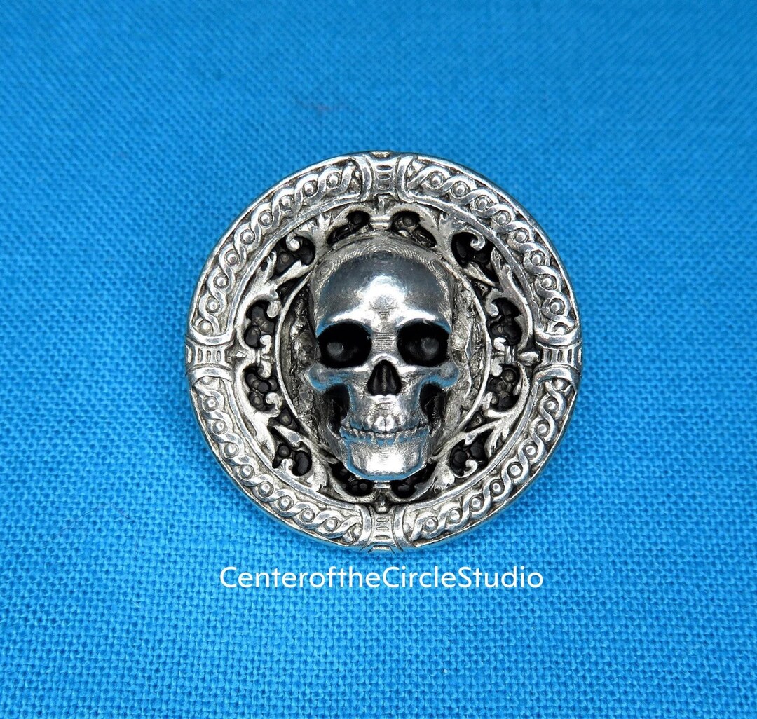 Elegant Skull Button: (7/8 Inch) Handmade Silver Pewter Metal Shank ...