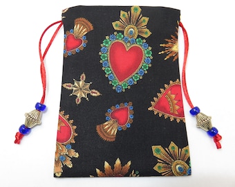 Royal Hearts Silk Tarot Bag for Mini decks
