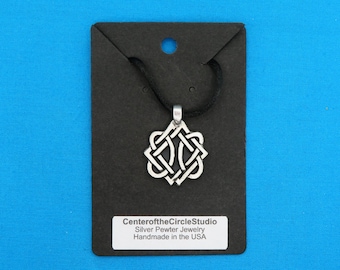 Celtic Knotwork Necklace, Small Irish Celtic Never Ending Knot Necklace Jewelry
