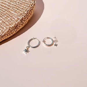 Dainty Star Hoop Earring Gift Set,  Silver Star Studs, Three-Piece Set,  Cartilage Hoops,  Stylish and Chic Hoops Jewellery For Her.
