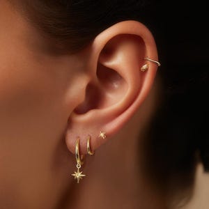 Dainty Star Hoop Earring Gift Set,  Gold Star Studs, Three-Piece Set,  Cartilage Hoops,  Stylish and Chic Hoops Jewellery For Her.