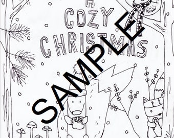 A Cozy Christmas Coloring Printable PDF