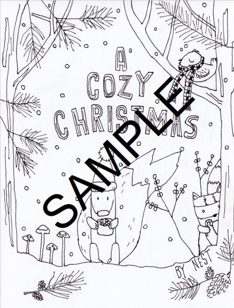 Un Noël douillet à colorier PDF imprimable image 1