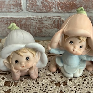 Vintage HOMCO Pixie Fairy Elves Figurines #5615-Set of 2