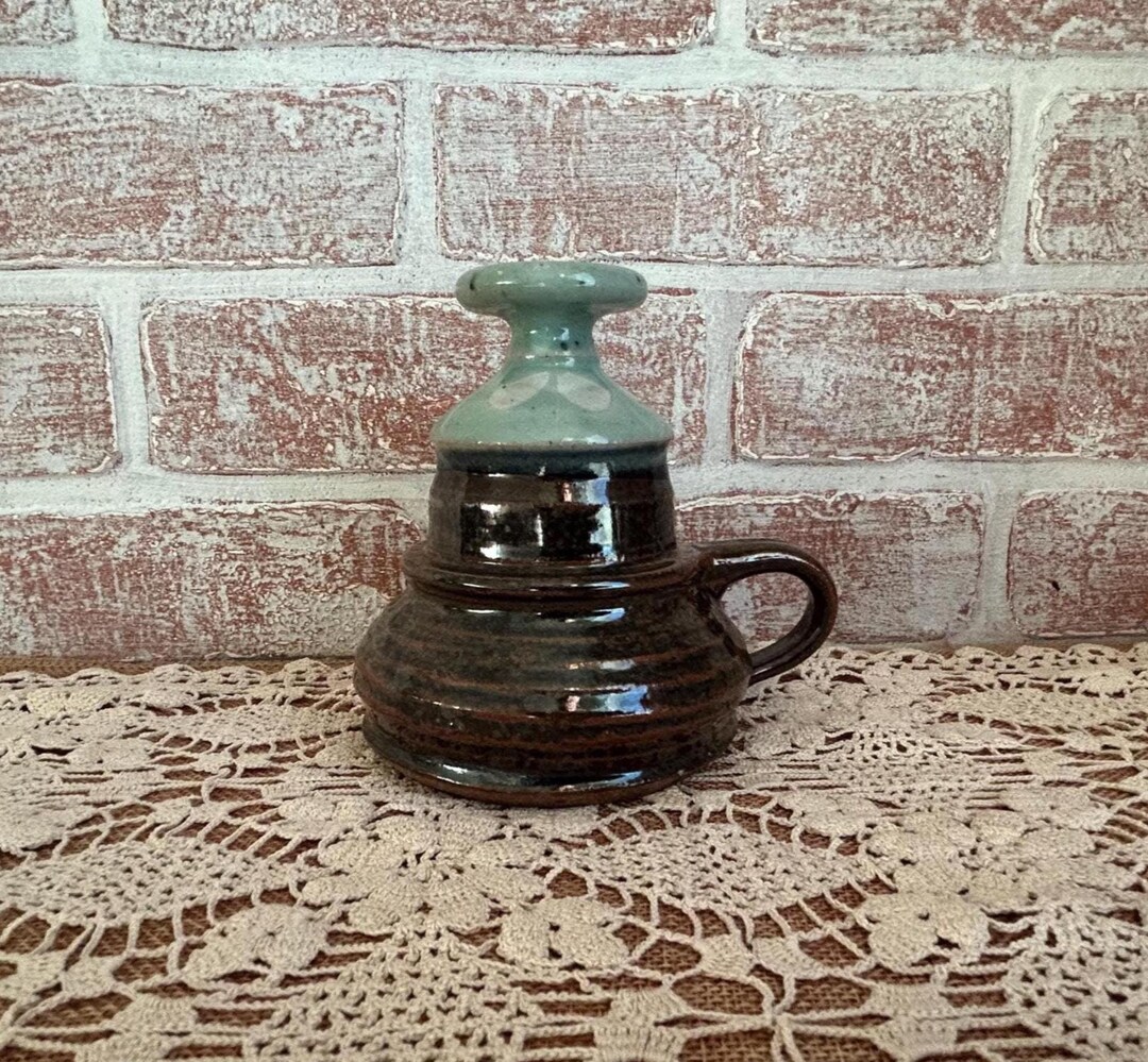 Vintage Signed Studio Pottery Bud Vase – Brown Green Glaze – Handmade ...