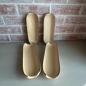 Vintage 1970s-1980s Pfaltzgraff Village Corn On Cob Ceramic Holders - Set of 4