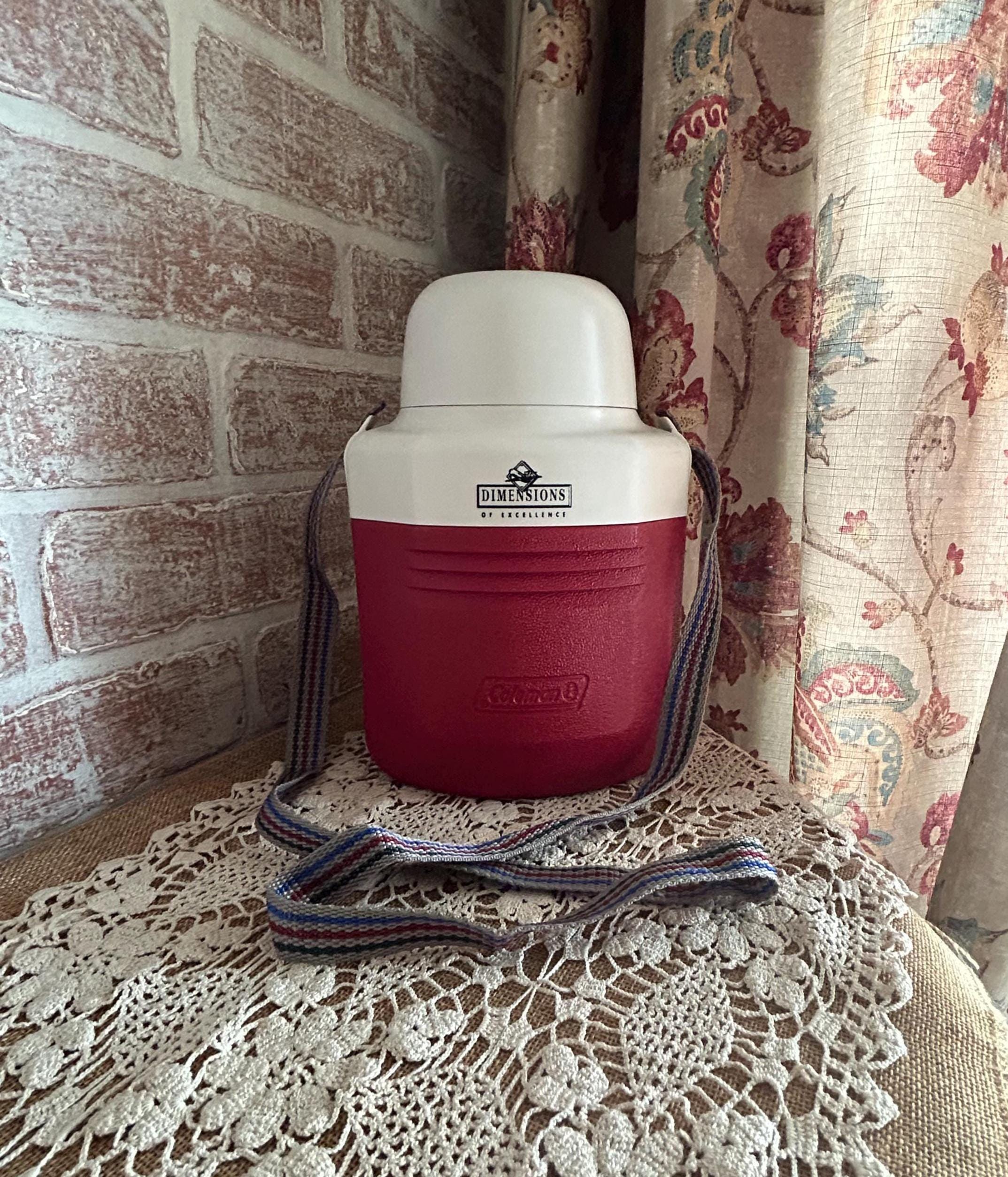 Vintage Coleman Dimensions Red Water Jug Cooler | 1990s Insulated