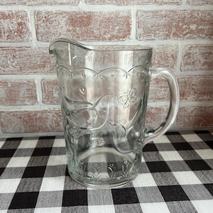 Vintage 1970's Indiana Glass Spring Garden Glass Pitcher