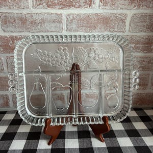Vintage 1970's Indiana Glass Divided 5 Part Relish Tray Hors d'oeuvres Platter
