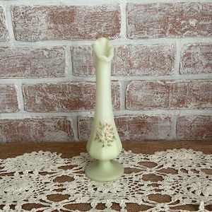 Fenton Custard Uranium Glass Vase Hand Painted - Etsy