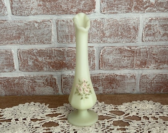 Vintage 1930s Fenton Custard Glass Uranium Vaseline Poppy Vase - Etsy