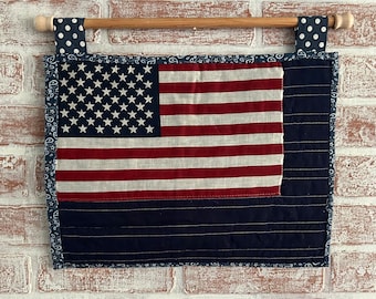 Handmade American Flag Wall Hanging Quilt