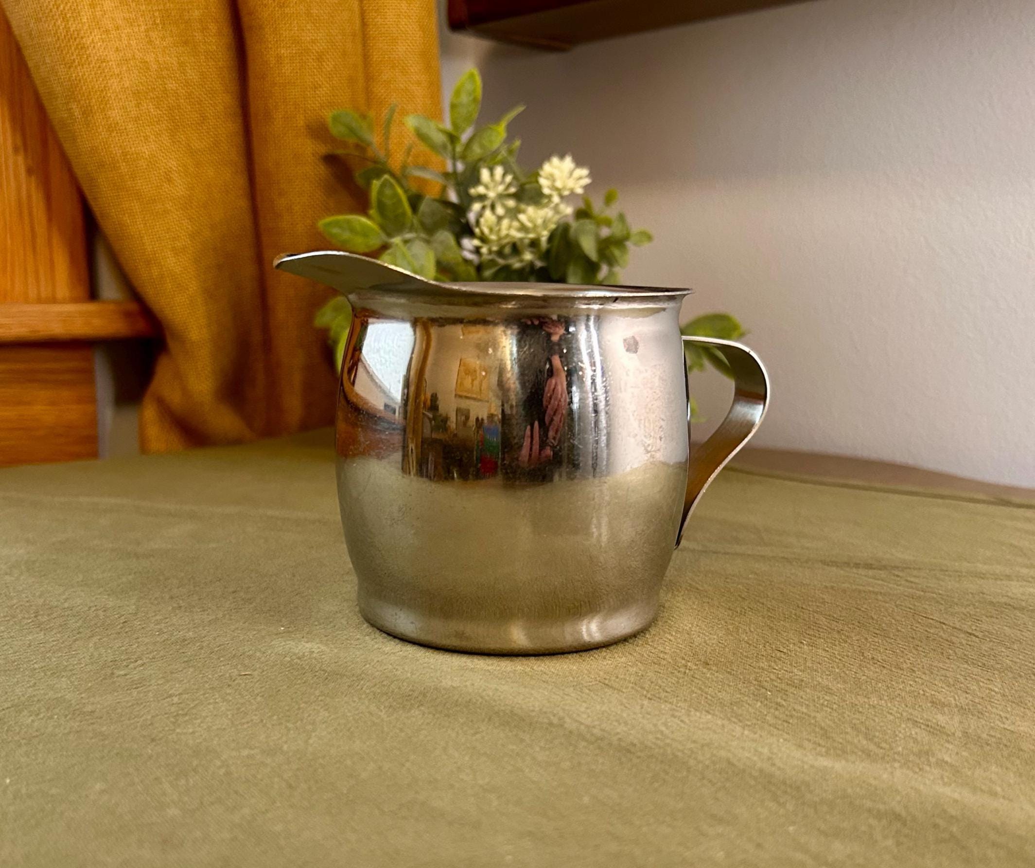 Vintage Stainless Steel Milk Pitcher - Etsy