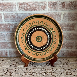 Vintage 1947 Signed Studio Pottery Charger Plate • Watson ’47 • Hand Painted Folk Art Decorative Plate • Mid Century Artisan Pottery