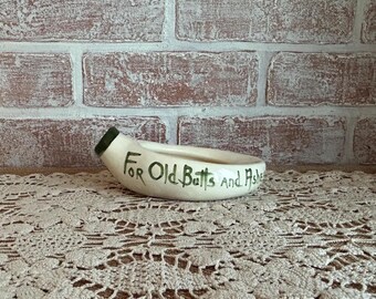 Vintage 1960s Ceramic Bedpan Ashtray “For Old Butts and Ashes” Funny Gag Gift Bar Humor