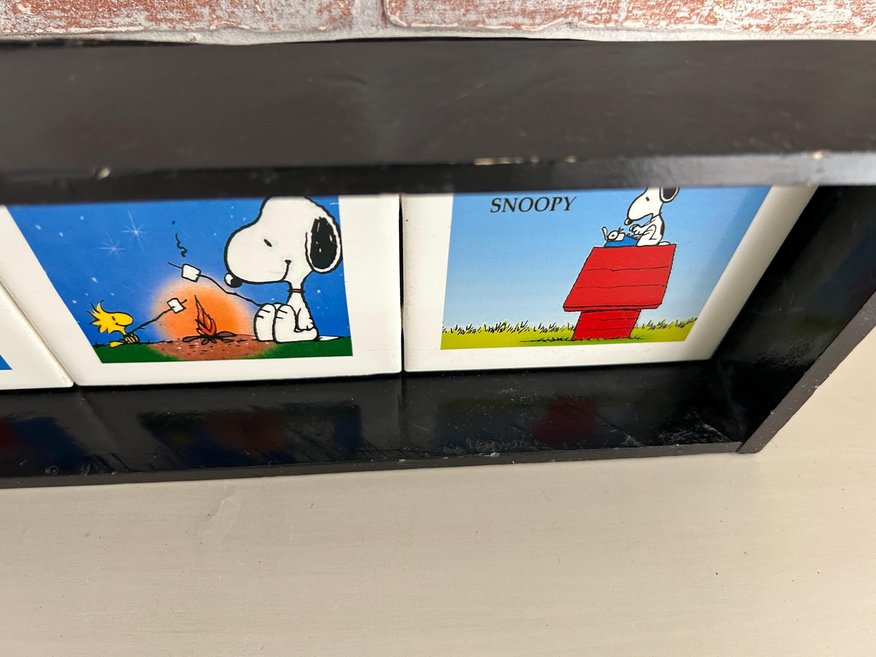 Vintage Snoopy Tile Wall Art – Handcrafted 3-tile Wood Frame