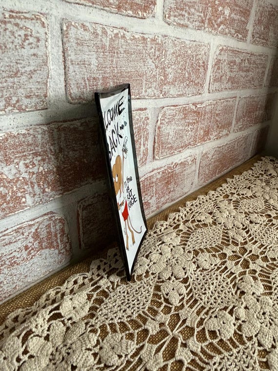 Vintage 1960s Houze Art Glass Trinket Tray • “welcome Back to the