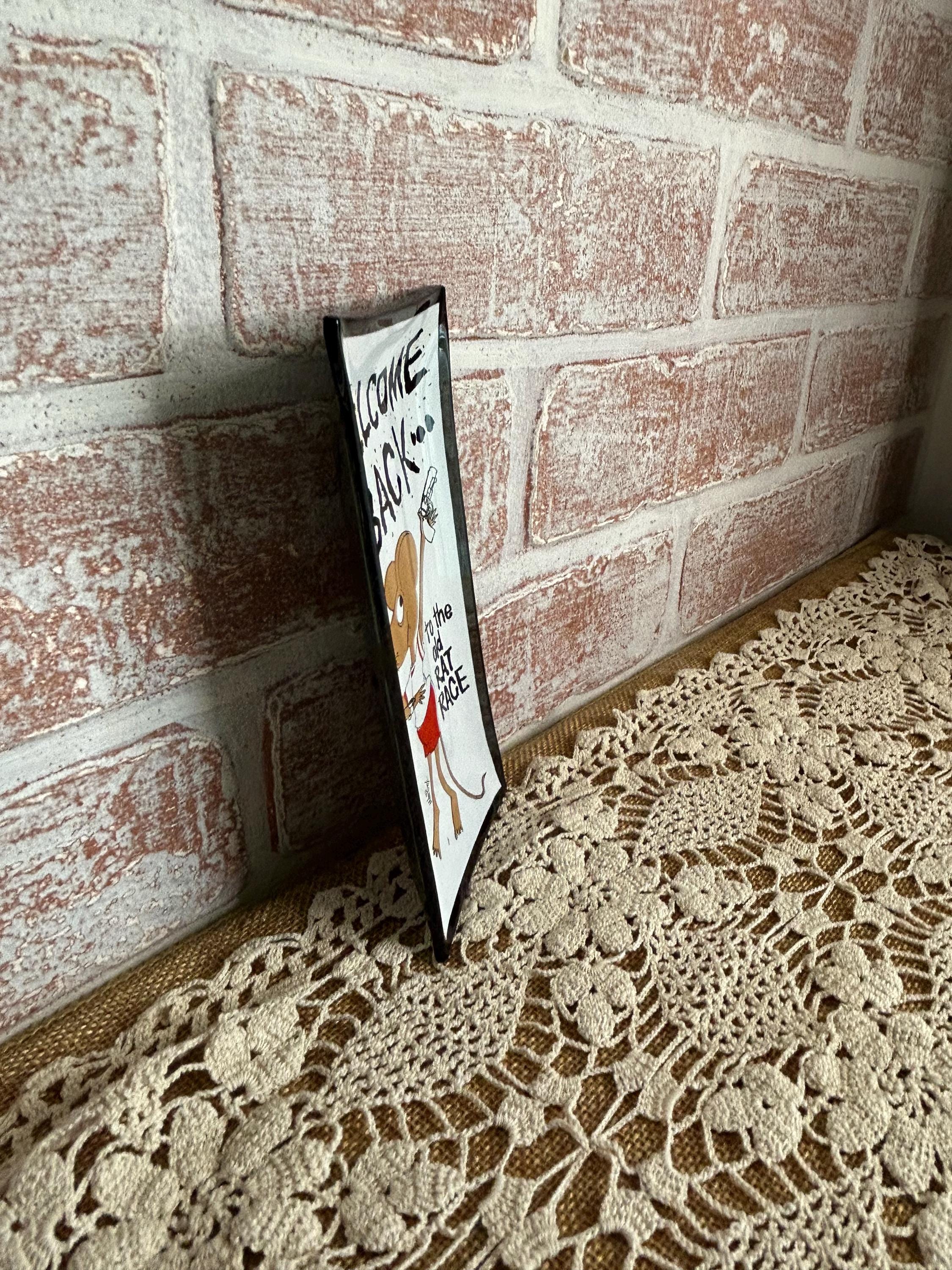 Vintage 1960s Houze Art Glass Trinket Tray • “welcome Back to the