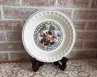 Vintage 1989 Watkins Country Kids Recipe Plate #1 Fireside French Apple Pie | Ceramic Collector Plate