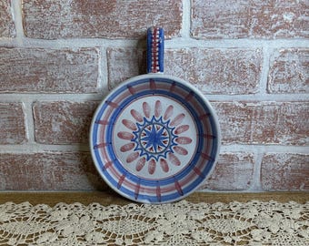 Vintage Laholm Keramik Handled Dish Olof Larsson Sweden Scandinavian Folk Art Pottery 1960s Bowl