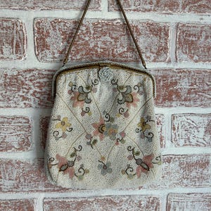 Walborg French Made Vintage Beaded Evening Purse from the 1940&#39;s-1950&#39;s with Change Purse