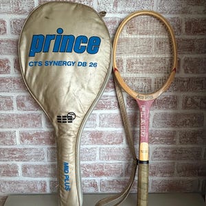 Vintage Spalding Flair “Ace Man” Wood Tennis Racket – Pancho Gonzales Era – Speed Flex Fiber Face – With Prince Case