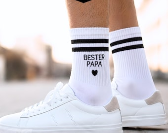 Bester Papa Socken bestickt, Vatertag Geburtstag Geschenk, Baumwollsocken mit echter Stickerei, Dankeschön Vater, Kinder Geschenkidee Väter