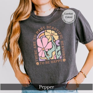 Comfort Colors® Boxy Tee Cropped Flower Tee Cropped Boxy Tshirt Summer Vacation Menthal Health Shirt Retro Colorful Summer Boxy Festival Top