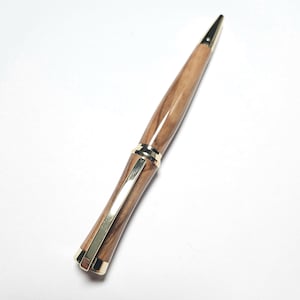 Olivewood Twist Pen with Gold Hardware – Handcrafted, Elegant Writing Instrument