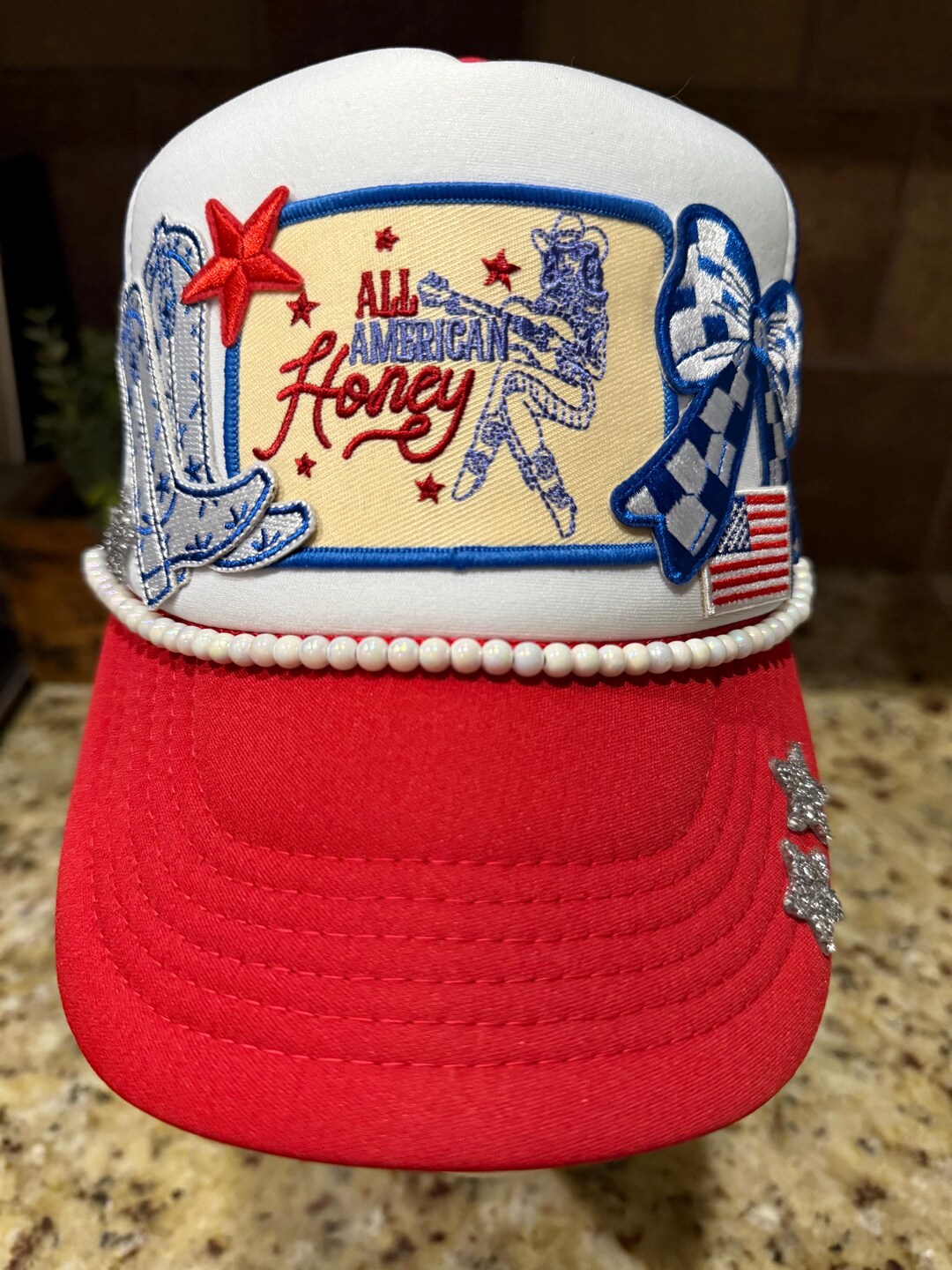 All American Honey Patriotic Custom Trucker Patch Hat - Etsy