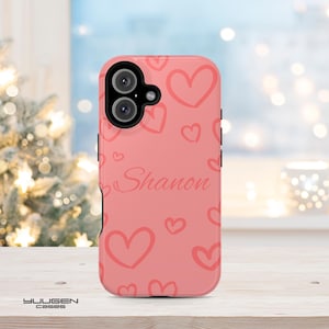 Personalized initials Pink Phone Case Custom iPhone 16 15 14 13 12 11 Pro Max Custom Phone Case Gift For Her Christmas Gift