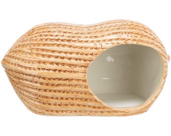 Ceramic Peanut Hide: Small Rodent Shelter for Hamsters, Mice, Gerbils