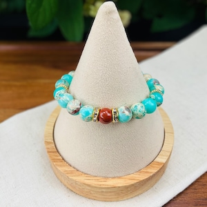 Sea Sediment Jasper Bracelet Healing Crystal Jewelry for Balance 8mm Boho Beaded Natural Stone Mala Soothing Meditation