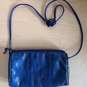 Vintage Magid Blue Python Snakeskin Leather Shoulder Bag Purse Made in China
