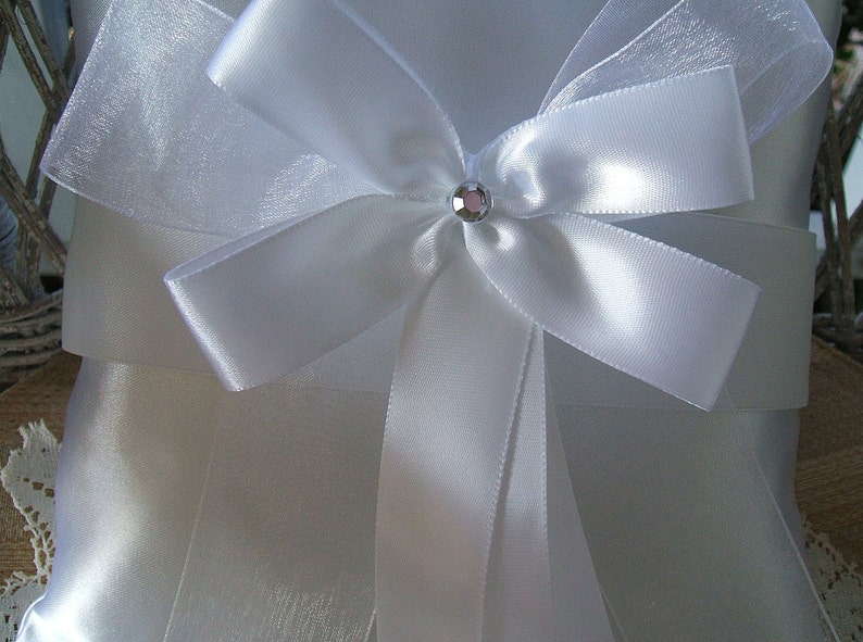 Wedding Ring Bearer Pillow in White Handmade RAPSODY