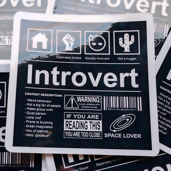 Warning Extrovert in Wild Sticker for Computer Water Bottle, Funny ...