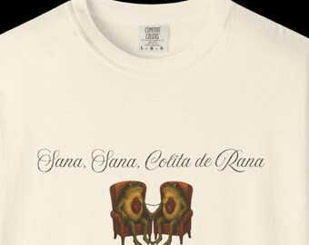Chemise Sana Colita de Rana, art grenouille surréaliste, t-shirt coeur anatomique, chemise de guérison bilingue espagnol