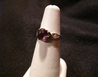 Oval Amethyst Cabochon Sterling Silver Ring