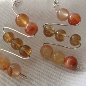 Multi-Gem Stone Sterling Silver Wire Dangle Earrings