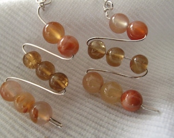 Multi-Gem Stone Sterling Silver Wire Dangle Earrings