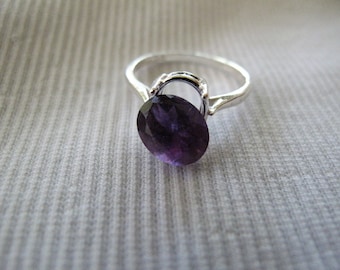 Custom Set Amethyst Sterling Silver Ring